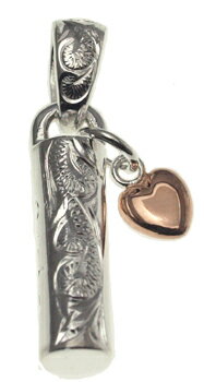 ハワイアンジュエリー ネックレス ペンダント トップ ミニバータイプ ピンクハート 手彫り ペンダントトップ メンズ レディース シルバー