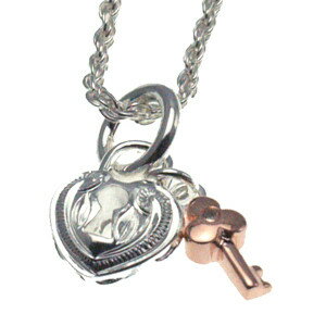 ハワイアンジュエリー ネックレス ペンダント トップ ミニハート&ピンクキートップ レディース シルバ..