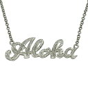 ハワイアンジュエリー ネックレス ペンダント トップ Alohaネックレス ロジウムコーティング メンズ レディース シルバー アロハ