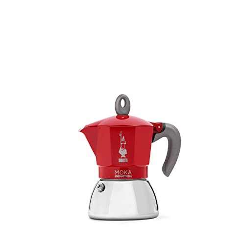 Bialetti (ビアレッティ) モカ インダクション レッド 4カップ用 IH対応 直火式 (コーヒーメーカー エスプレッソメーカー マキ