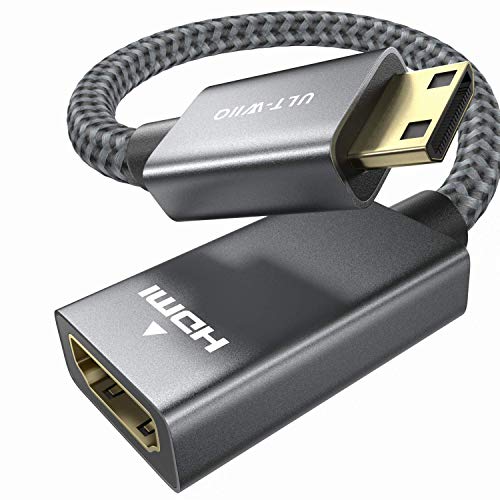 ULT-WIIQ Mini hdmi to hdmi 変換アダプタ - Mini hdmi 延長ケーブル20cm アルミ外装ミニ hdmiオス-HDMIメス変換アダプタ - 4K 3D Ra