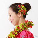 フラダンス 髪飾り バンダオーキッド ヘアクリップ グリーン ヘアアクセサリー 造花 緑色 オーキッド ハワイ 結婚式 リゾートウエディング ホイケ 発表会 花