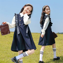 子供服 セットアップ キッズ 2点セット 女の子 長袖 春秋 上下セット ブラウス ワンピース チュール キャミソール お姫様 ジュニア おしゃれ 可愛い カジュアル 新品 150cm