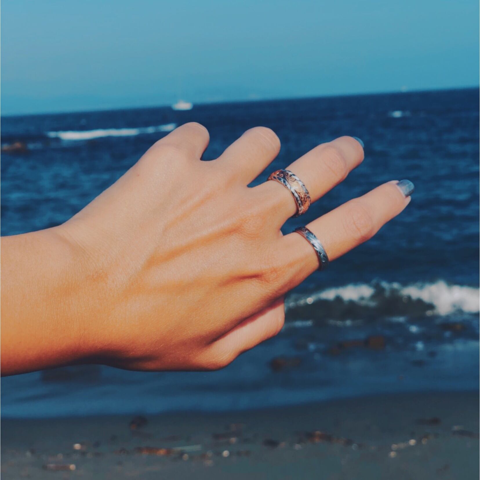 ハワイアンジュエリーステンレスリング 指輪 イエローゴールド ピンクゴールド マリッジ 結婚指輪ペアでつけれるペア買いサージカルステンレス316Lラッピング無料送料無料ギフトプレゼントオススメ