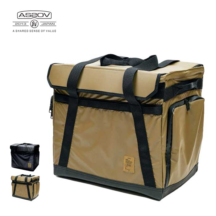 AS2OV アッソブ NYLON POLYCA FOLDING CONTAINER 折り畳みコンテナ 蓋を閉めたままでも、横から物を出し入れでき, 自立させたり、折りたたむことができるコンテナボックスです。 210Dナイロンに、ポリウレタン...