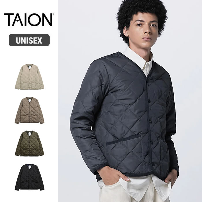 タイオン ダウンカーディガン TAION (101CI) PIPING V NECK DOWN CARDIGAN シティ パイピングVネック ダウンカーディガン ユニセックス インナーダウン [231027]