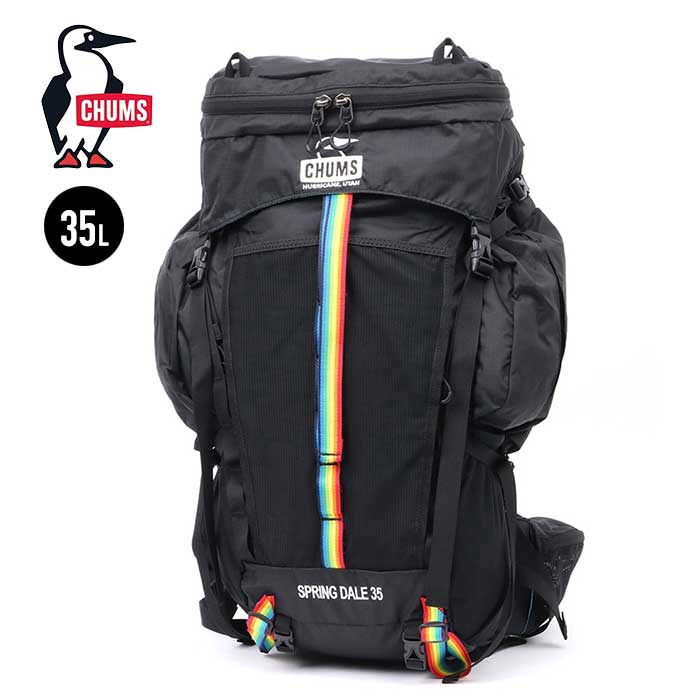 【最大P38倍!!25日はボーナスデー!!】チャムス リュック Chums CH60-3748 Spring Dale 35 スプリングデール 35 トレッキング 登山 バックパック メンズ レディース ユニセックス ブラック アウトドア (240326)