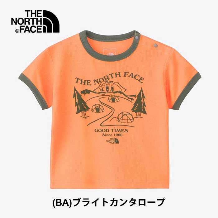 【30日最大P29倍】ザ・ノース・フェイス tシャツ ベビー 半袖 THE NORTH FACE NTB32474 B L-PILE RINGER T オーガニック コットン オレンジ グリーン パイル 80cm 90cm 春夏 メール便 ノースフェイス 出産祝い (240421) 子供【SPS2603】
