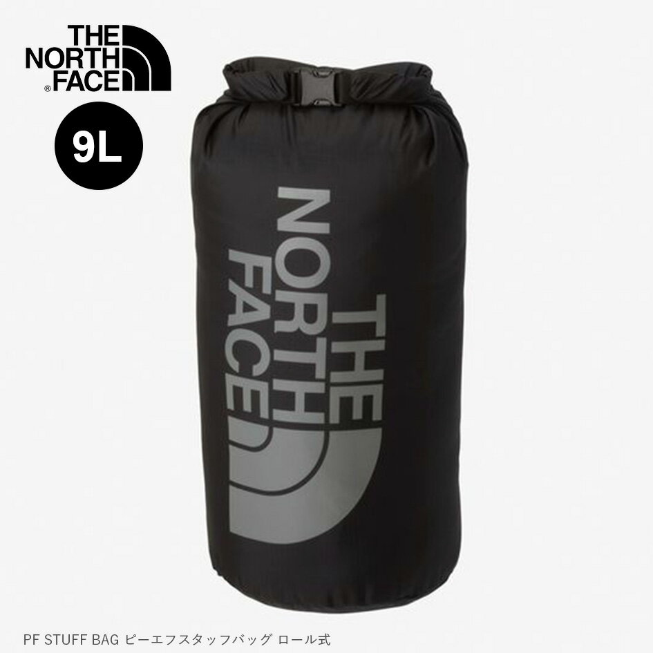 【25日最大P28倍】ザ・ノース・フェイス THE NORTH FACE NM62414 PF STUFF BAG ピーエフスタッフバッグ ロール式 9L 防水ポーチ シューズ 着替え 収納 便利 リサイクルナイロン 軽量コンパクト 防水ライナー ユニセックス スタッフバッグ ブラック