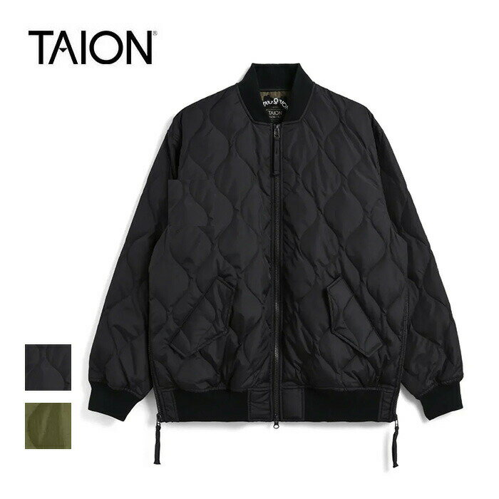 【最大P29倍!!15日は5と0のつく日!!】タイオン ミリタリーライン インナーダウンジャケット メンズ レディース ユニセックス TAION 111M1ML-1 MILITARY 軽量 防寒 ブラック ダークオリーブ MA-1 DOWN JKT BLK L