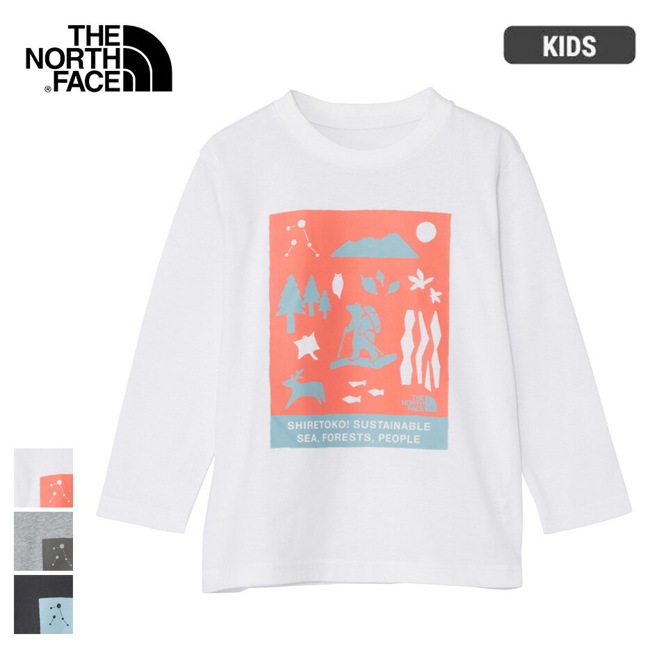 【マラソン最大P28倍】ザ・ノース・フェイス トドラーロングスリーブ シレトコトコ ティー キッズ UVケア オーガニックコットン 北海道知床 キャラクターTシャツ THE NORTH FACE Toddler Shiretoko Toko Long Sleeve Tee NTT82530ST T L/S SHIRETOKO T