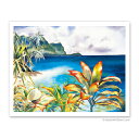 ビーチ・海・山・植物・景色・風景Haena - Ke'e Beach - Kauai Northshore, Hawaii（Peggy Chun）ハワイアン インテリア・アート・絵画・アーティスト