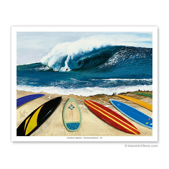 【ハワイアン アートプリント】ビーチ・海・山・植物・景色・風景Wait Your Turn - Big Wave Surfer - Surfboard Art 順番を待て - ビッグウェーブ サーファー - サーフボードアート Scott Wes…