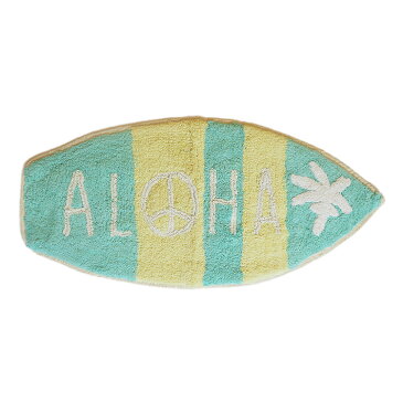 【サーフボード型パイルマット】<ALOHA>サーフィン・リゾート玄関マット・室内マット・屋内マットキッチンマット・バスマット・ラグハワイアン インテリア