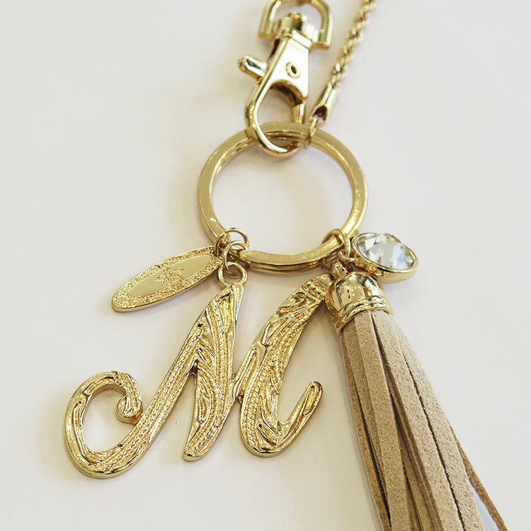 【ハワジュ イニシャルチャーム】<ゴールド>イニシャル・英語・アルファベット(A/K/M/R/S/Y)チャーム バッグチャーム キーホルダー チェーン ファー ...