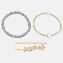ヘアゴム ヘアピン ピン留め ヘアアクセサリー 4本セット 髪飾り ハワイアン レディース アクセサリー ファッション プルメリア 花 おしゃれ かわいい ゴー...