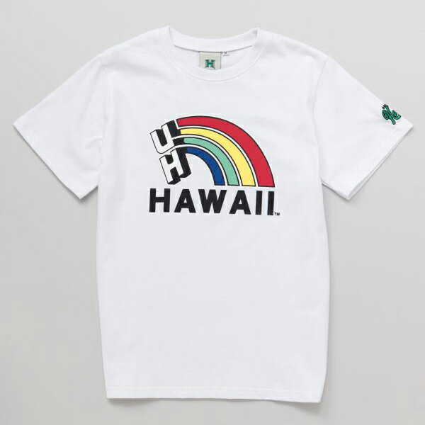 ハワイアン Tシャツ ハワイ大学 ティーシャツ シャツ メンズ 半袖 ハワイ ファッション hawaii アメリカン カレッジ ロゴ 大学 University of Hawaii UH おしゃれ ホワイト 白 グレー M L （レインボー）