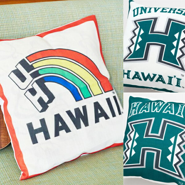 ハワイアン クッションカバー 45×45cm ハワイ大学 ハワイ インテリア 雑貨 グッズ アメリカン カレッジ ロゴ 大学 キャンバス University of Hawaii UH お土産のサムネイル