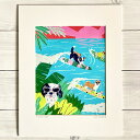 Kim Sielbeck キム シエルベック アート 絵画 ハワイ (Surfing Dogs サーフィン ドッグ) ハワイアン インテリア プリント アーティスト 絵 作品 壁掛け プレゼント おしゃれ かわいい 犬 海 ビーチ サーフ