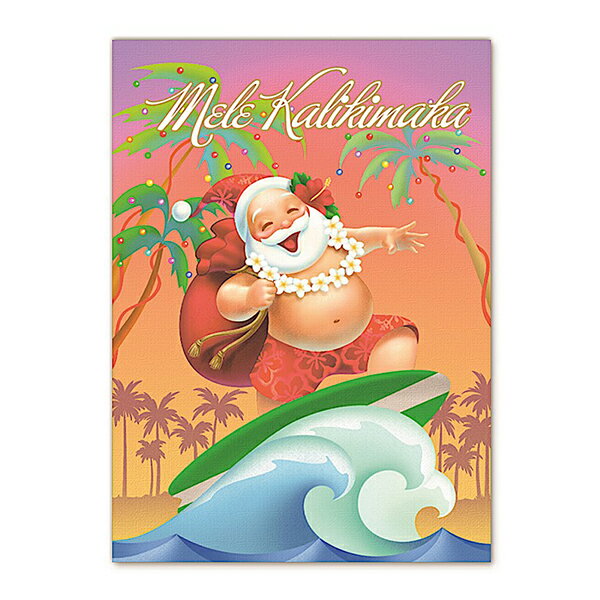 ハワイアン クリスマスカード Xmas Christmas サンタ サンタクロース グリーティングカード ポストカード メッセージカード 絵はがき レター (J...