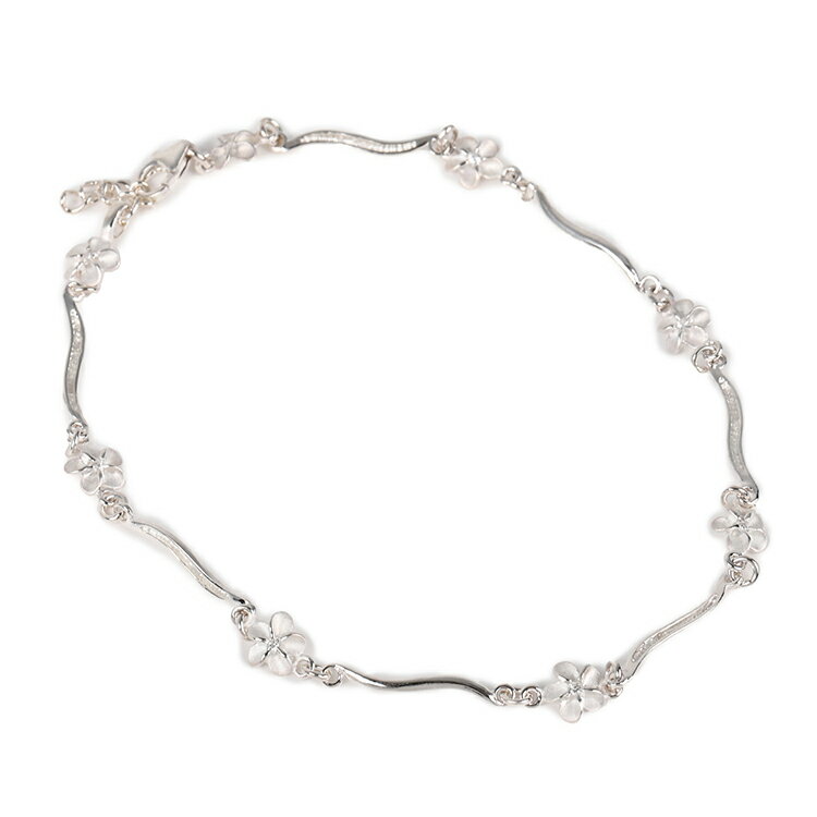 ハワイアンジュエリー アンクレット プルメリア 花 ウェーブ 波 シルバー レディース アクセサリー 足首 ハワイアン おしゃれ かわいい 可愛い 上品 アジャ...