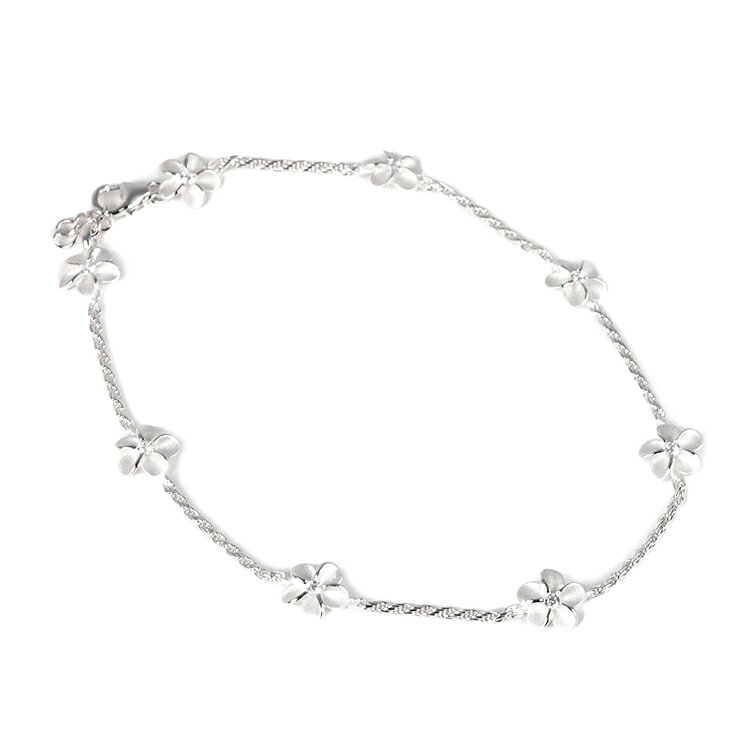 ハワイアンジュエリー アンクレット プルメリア 花 シルバー レディース アクセサリー 足首 ハワイアン おしゃれ かわいい 可愛い シンプル 上品 アジャスタ...