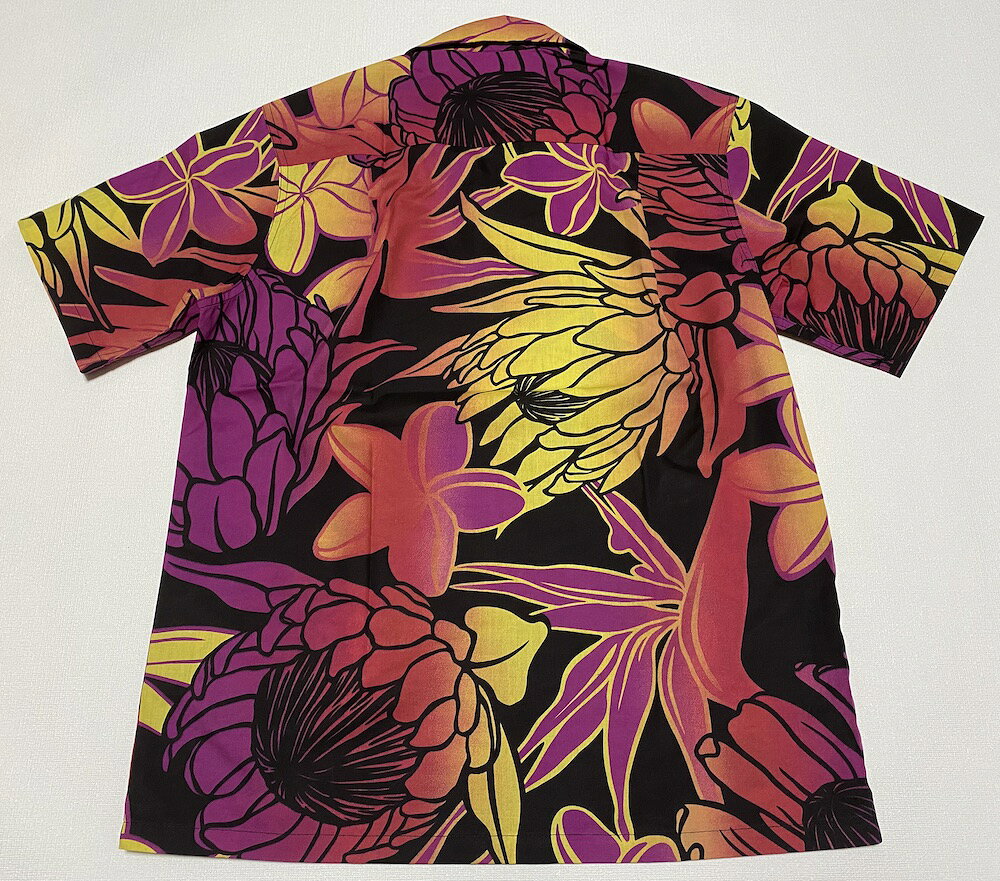アロハシャツ メンズ 半袖 大きいサイズH1 Sportswear(H1スポーツウェア） H1016 黒（クロ） グラデーション フラワー柄 人気 プレゼント ギフト 父の日 イベント フェス 旅行 おでかけ 祭り ブランド BBQ キャンプ リモート 開襟（オープンカラー） 送料無料 alohaforest-10002647 アロハシャツのWAKUWAKU楽天市場店 サンプル画像2