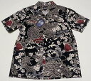 アロハシャツ メンズ 半袖 大きいサイズ 衣櫻(衣桜) KZ020 黒(ブラック) 龍 ドラゴン 桜 縁起物 和柄 おしゃれ 人気 プレゼント ギフト 還暦 お...