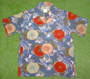 アロハシャツ|メンズ|レディース|半袖|MAKANA LEI(マカナレイ)|AMT015B|ブルー(青)|和柄|花・菊柄|プレゼント|ギフト|誕生日|お祝|イベ...