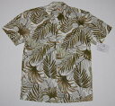 アロハシャツ メンズ レディース 半袖 大きいサイズ PARADISE FOUND(パラダイスファウンド) PF103 ベージュ 植物・葉 プレゼント ギフト ...
