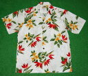 【★初夏のアロハフェア割引対象商品】アロハシャツ|SURF RIDER(サーフライダー)|RD087|半袖|メンズ|ホワイト(白)|花柄(バードオブパラダイス・プルメリア)|コットン100%|開襟(オープンカラー)|送料無料