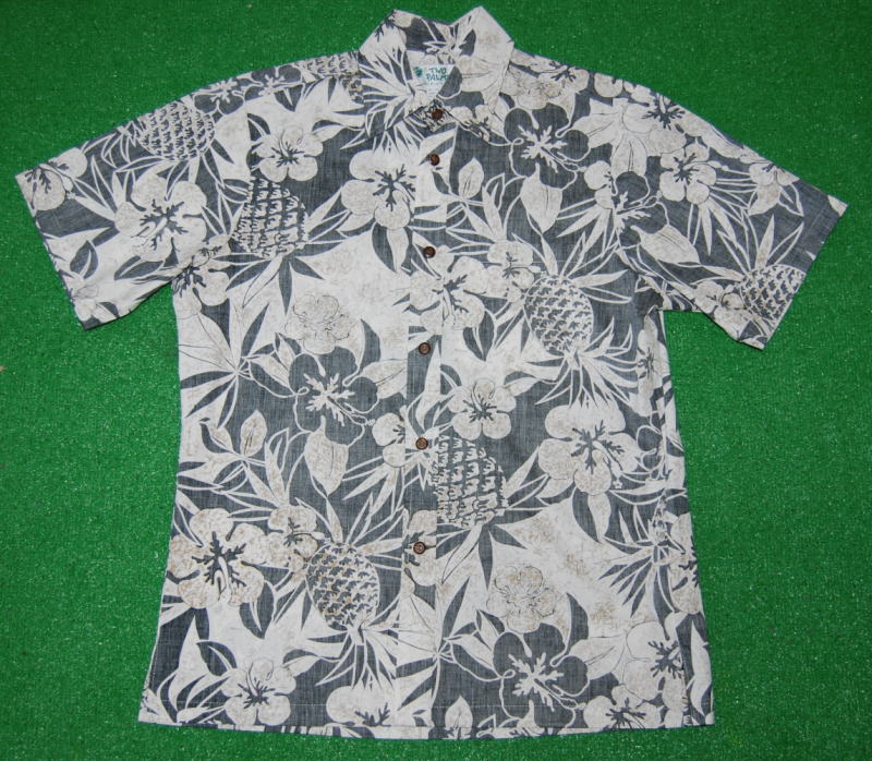 Hawaiian Shirt - アロハシャツ メンズ 半袖 大きいサイズ TWO PALMS ツーパームス TWO008 ブラック 黒 ハイビスカス パイナップル プレゼント ギフト 誕生日 お祝 結婚式 父の日 イベント 旅行 コットン100％ 裏地仕様 ノーマル襟 送料無料