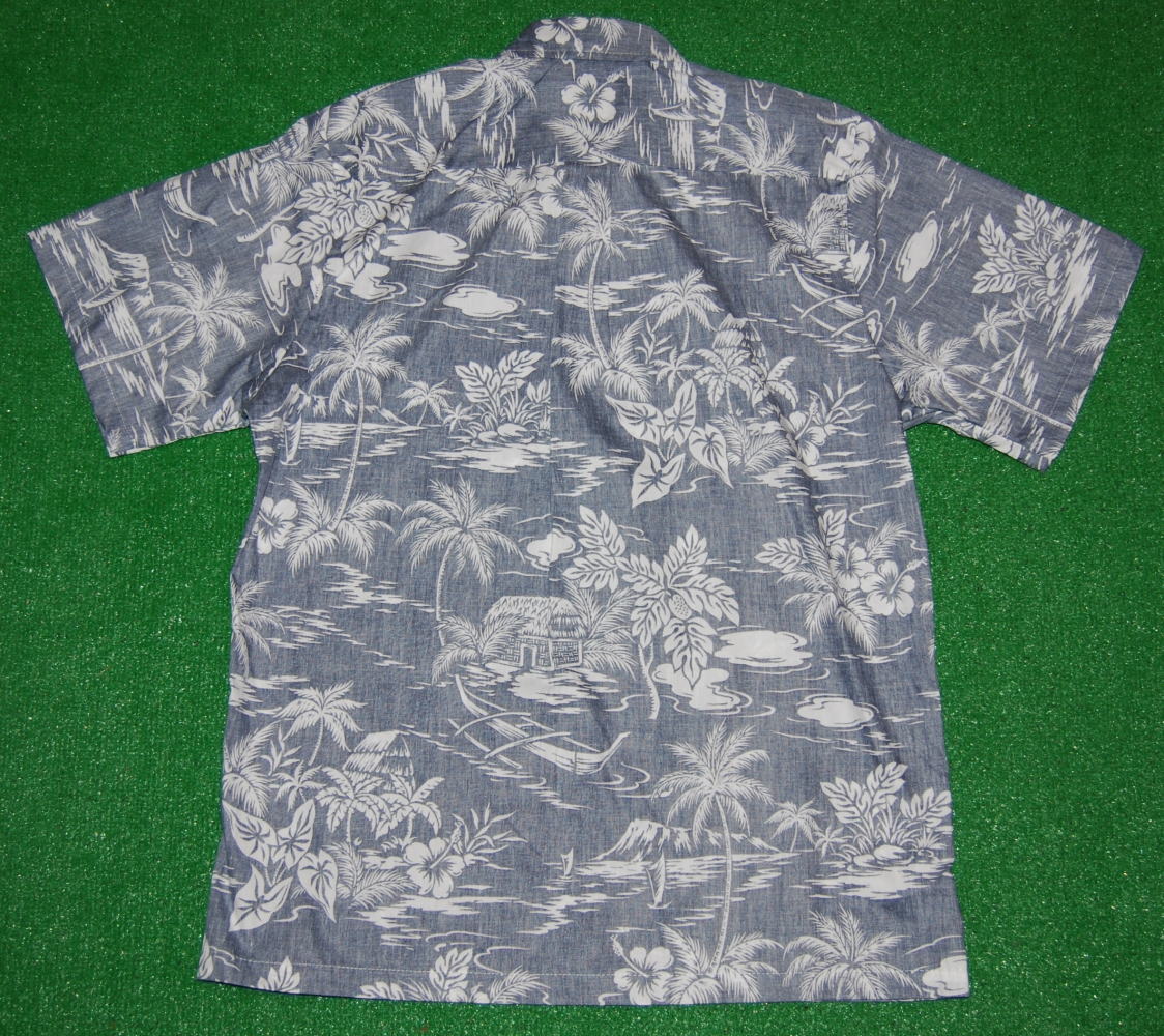 アロハシャツ メンズ 半袖TWO PALMS（ツーパームス） TWO041 グレー 新品 USサイズ 風景 ダイヤモンドヘッド プレゼントギフト ハワイアンモチーフ ツートーン コットン100％（裏地） ノーマル襟 送料無料