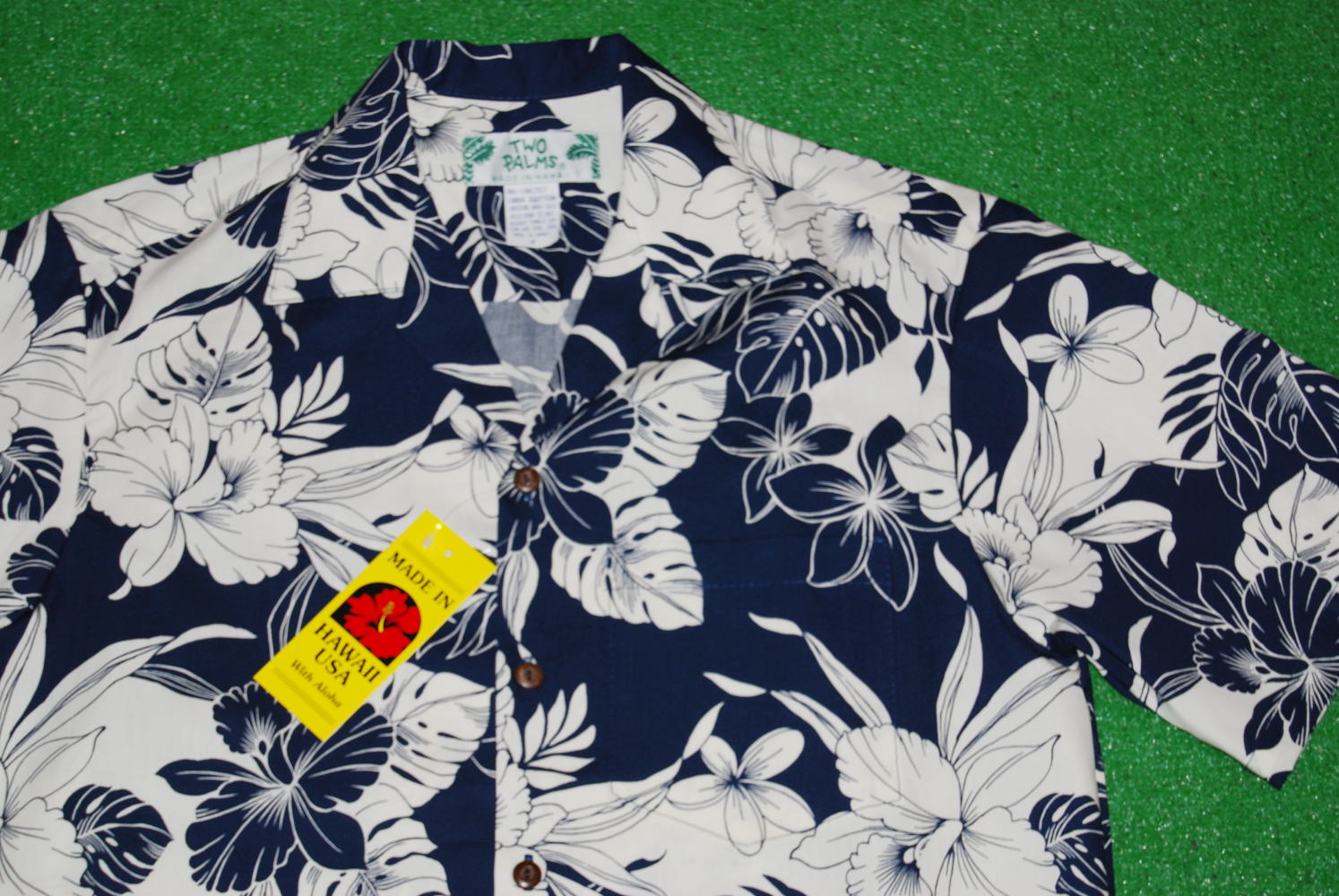 アロハシャツ メンズ レディース 半袖 TWO PALMS トゥーパームス TWO042 ネイビー ...