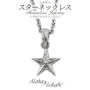 ハワイアンジュエリー ネックレス ステンレス 刻印 サージカルステンレス 金属アレルギー対応 星 スター スクロール シルバーカラー ペンダント つけっぱなし ...