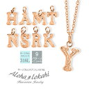 ハワイアンジュエリー ネックレス イニシャル 名前入り ピンク ローズ スクロール サージカルステンレス あずきチェーン アクセサリー アロハロカヒ ブランド ...