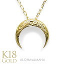 ハワイアンジュエリー K18 18金 イエロー ゴールド ネックレス ペンダント ナジャ Naja スクロール 波 リーフ 葉 三日月 伝統的モチーフ 子孫繁栄...