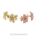 ハワイアンジュエリー ピアス ゴールド K14 14金 花 プルメリア CZ イエローゴールド ピンクゴールド スタッド 両耳用 レディース 女性 送料無料 ア...