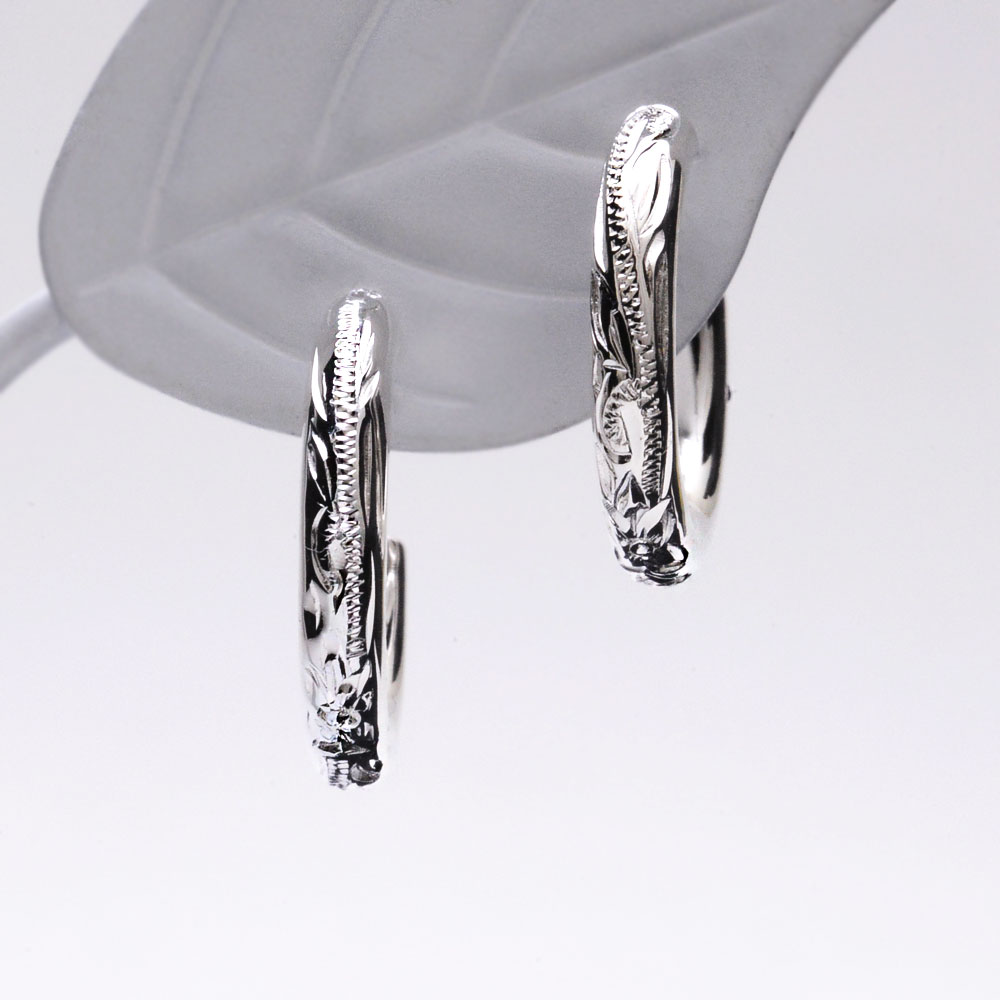 ハワイアンジュエリー ピアス ラウンド クレッセント スクロール スタッドピアス 両耳 シルバーピアス 波 Silver アクセサリー メンズ レディース シル...
