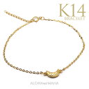 【マラソン5%OFFクーポン】ハワイアンジュエリー ブレスレット 14金 k14 ゴールド 三日月 タイニームーン 20cm しっかりチェーン moon アクセ...