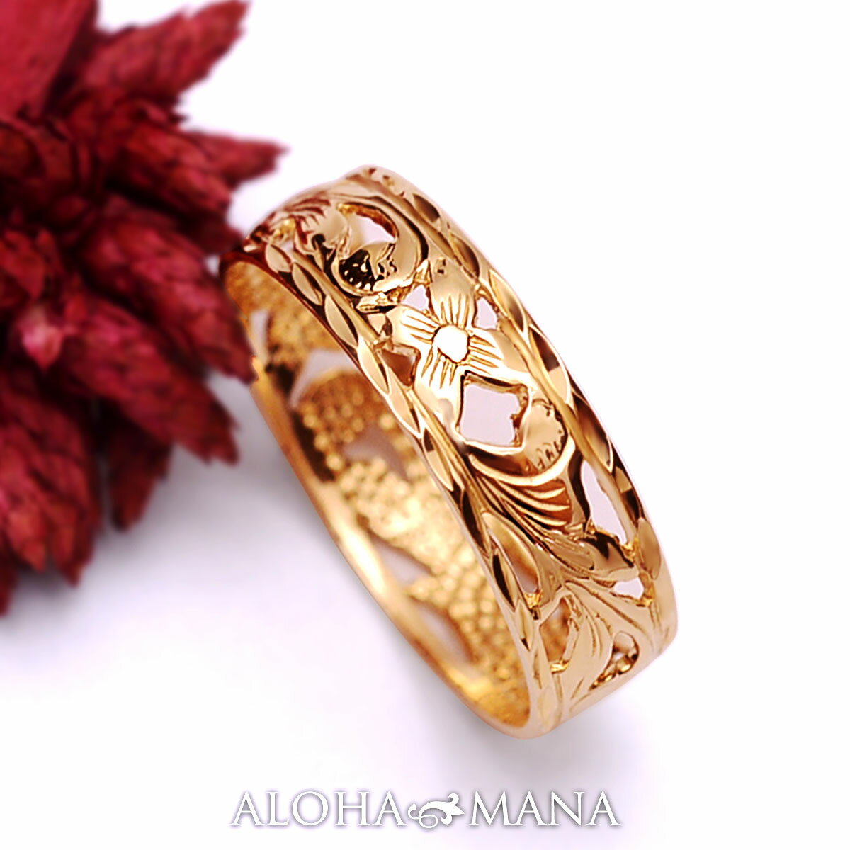 ハワイアンジュエリー リング 指輪 アクセサリー レディース 女性 メンズ 男性 K14ゴールド ピンクゴールド リング 指輪 Princess 透かし柄 送料...