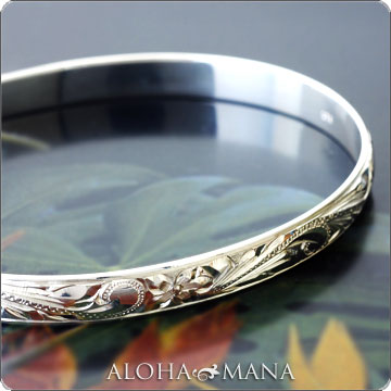 ハワイアンジュエリー バングル レディース 女性 メンズ 男性 アクセサリー (Weliana) オーダーメイド シルバー 925バングル (バレル幅4または6...
