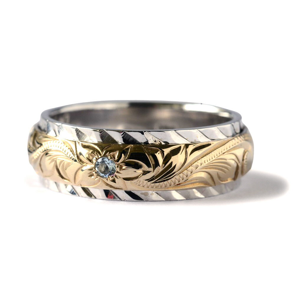 ハワイアンジュエリー 結婚指輪 ONLYONE マリッジリング レディース 女性 メンズ 男性 デュアルトーン バレル ストレート・DCエッジ ゴールドリング (幅6mm・8mm・10mm) cdr028 オーダーメイド ハンドメイド