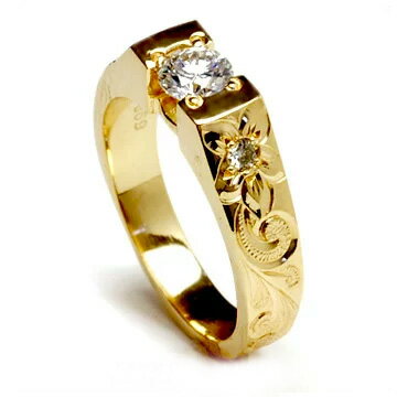 ハワイアンジュエリー 婚約指輪 Weliana エンゲージメントリング レディース 女性 テーパービート ダイヤモンド セッティング ウェディング ゴールドリン...