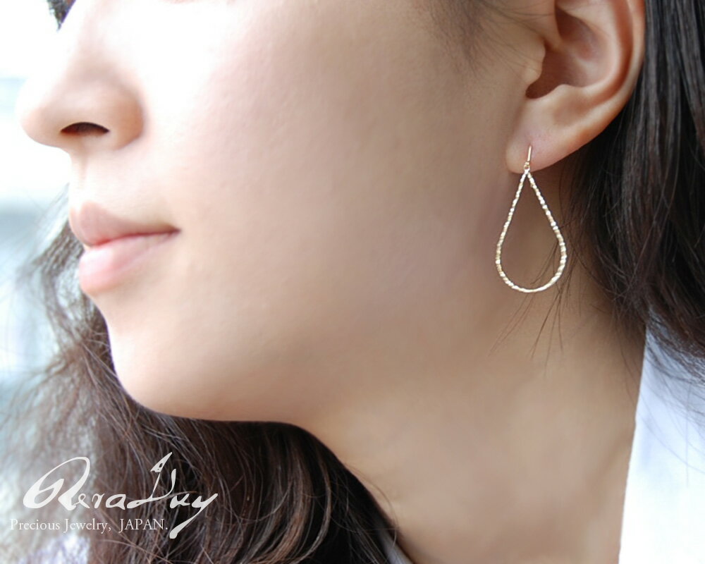 (RERALUy)ドロップ ピアス レディース 女性 アクセサリー K18 k18 ゴールド 18金 ペアシェイプライン ゴールドピアス フックピアス イエローゴールド 雫 rer9034