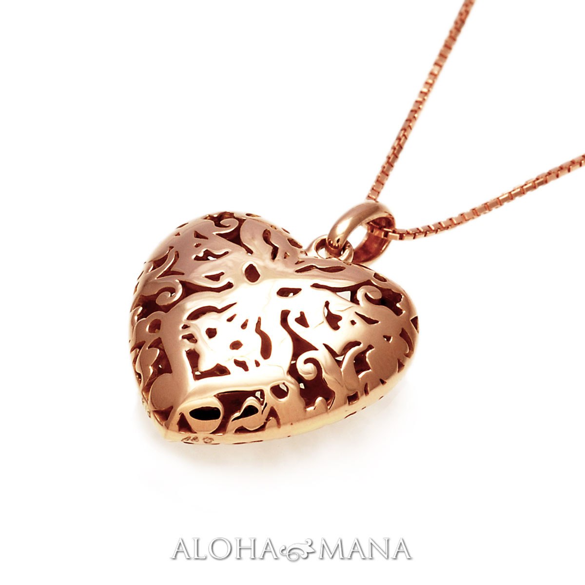 k18ネックレス ハワイアンジュエリー ネックレス (Weliana)k18ピンクゴールドハートのレリーフ ペンダントヘッド (付属チェーンなし)