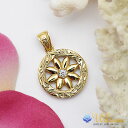 ハワイアンジュエリー ネックレス ゴールドネックレス K18 ゴールド 18金 ダイヤモンド スクロール ラウンド コイン ティアレ ダイヤモンド ペンダントト...