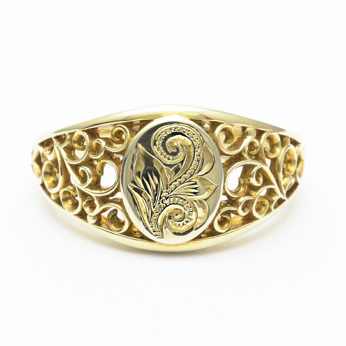 Weliana ハワイアンジュエリー K14 リング 指輪 K14ゴールド 14金 レディース 女性 メンズ 男性 透かしオーバル トップリング グロリアス 印...