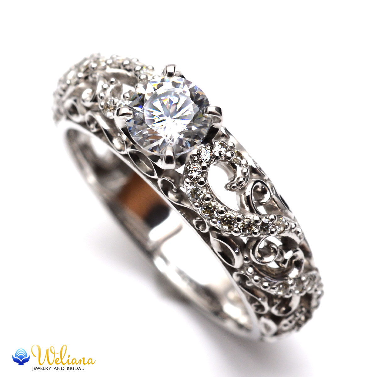 【Weliana】ハワイアンジュエリー K18 18金 K14 14金 ゴールド リング 指輪 婚約指輪 結婚指輪 エンゲージメント ダイヤモンド 0.5ct ...