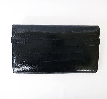 【中古】【BCランク】HERMES エルメス ケリーウォレット アリゲーター ブラック □M刻印